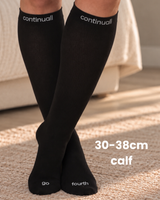 Compression socks on a standard calf, 30-38cm