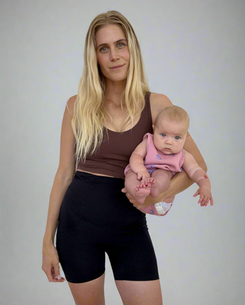 Continuall postpartum mini compression shorts in soft, breathable fabric