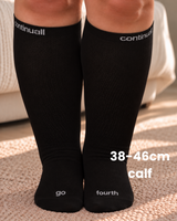 Compression socks on a wider calf, 38-46cm