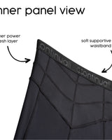 Inside view of the Continuall postpartum compression tight showing the support panels